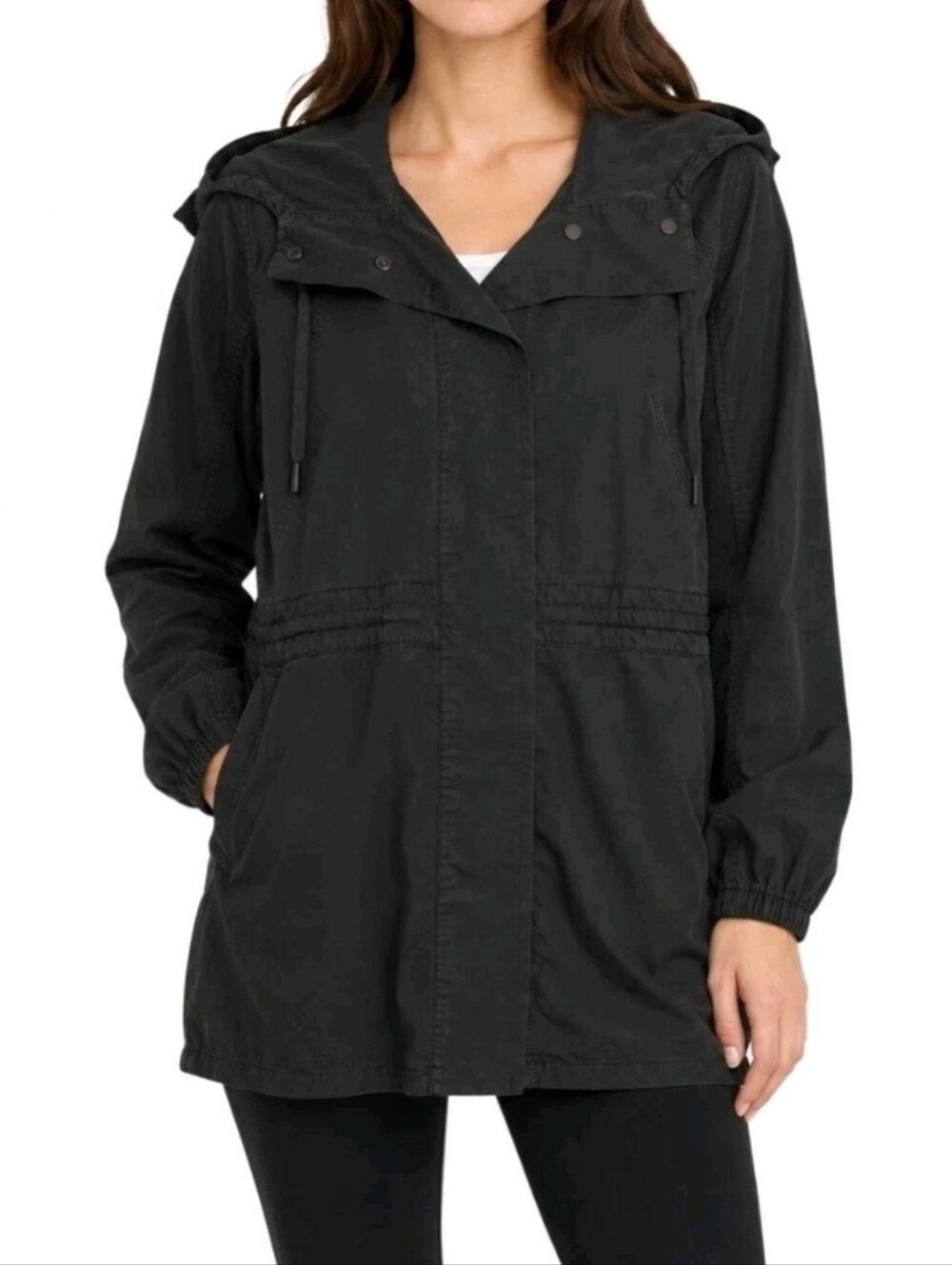 Lululemon Black City Stroll Jacket Hooded Trench Women's 10 Relaxed Cinchable